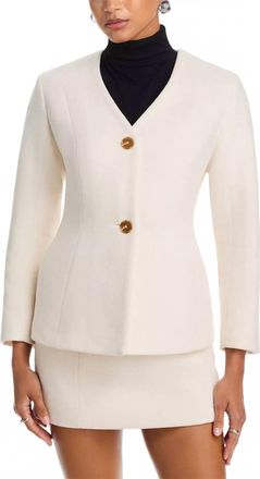 French Connection Textured Boiled Wool Jacket In Porcelain Cream