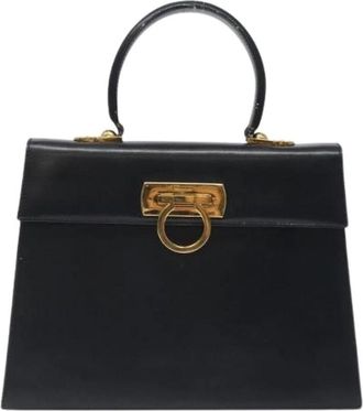 Ferragamo Pre-owned Convertible Top Handle Tas - Dames - Vintage Handtas - Zwart - ONE Size - Leer - Vintage