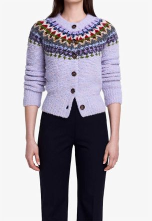 Smythe Handknit Granny Cardigan In Lilac Fair Isle