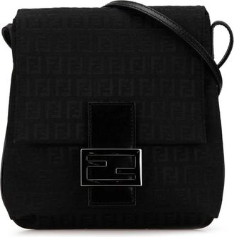 Fendi Pre-owned Cross Body Bags, female, Black, Size: ONE SIZE Pre-owned Zucchino Canvas Crossbody