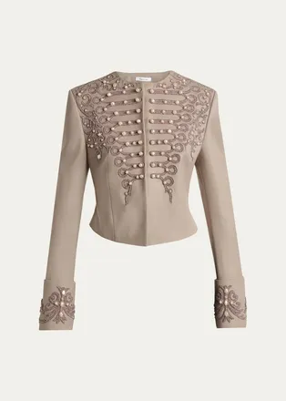 Alexander McQueen Embroidered Single-Breasted Military Jacket