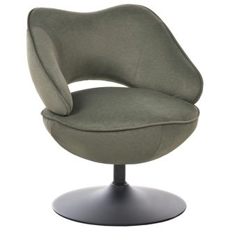 Beliani Sill&oacute;n De Terciopelo Con Base Giratoria Y Respaldo Bajo Ergon&oacute;mico Verde Oscuro Sandet