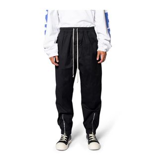 Rick Owens Sweatpants, male, Black, XL, Black Track Trousers with Tecuatl Style
