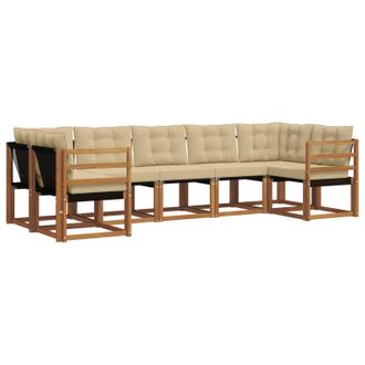 vidaXL Conjunto De Sof&aacute;s De Exterior Con Coj&iacute;n 7 Pcs Natural Y Beige Vidaxl
