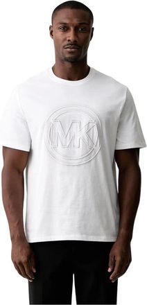 Michael Kors Logo Charm Katoenen Jersey T-shirt - Heren - T-shirts - Wit - L - Katoen - Tops