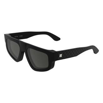 Calvin Klein Sunglasses, unisex, Black, Size: 54 MM Emblem Logo Modified Rectangle Sunglasses