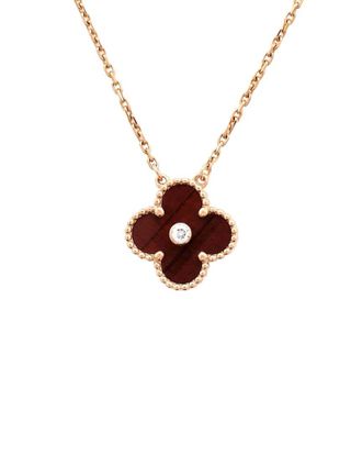 Van Cleef & Arpels 18K Rose Gold Vintage Alhambra Pendant Necklace Limited Edition And Bulls Eye With Diamond (Authentic Pre-Lo