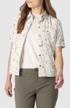 Outdoor Research Astroman Short Sleeve Sun Shirt in Gravel Creekside Print at Nordstrom, Size Xx-Large