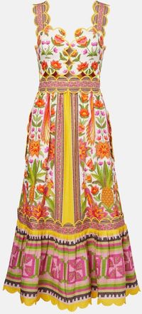 Farm Rio Abito lungo in misto lino con stampa floreale