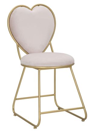 Mauro Ferretti Silla en forma de coraz&oacute;n de metal dorado y tela rosa cm 37x47x80