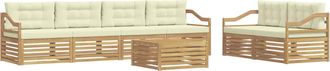 vidaXL Conjunto De Sof&aacute;s De Exterior 7 Uds. Blanco Y Crema Poli&eacute;ster Vidaxl