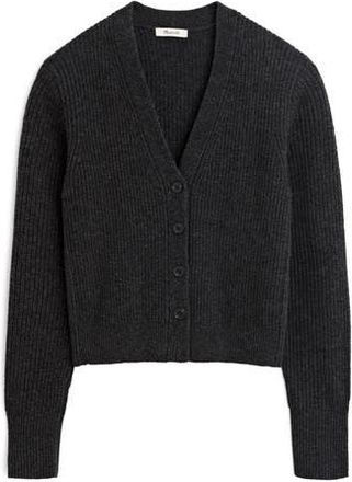 Madewell SoftWool Shrunken V-Neck Cardigan in Heather Coal at Nordstrom Rack, Size Xx-Large