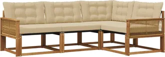 vidaXL Conjunto De Sof&aacute;s De Exterior 4 Uds. Natural Y Beige Vidaxl