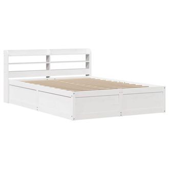 Berkfield Home Bed Frame with Headboard White 150x200 cm King Size Solid Wood Pine