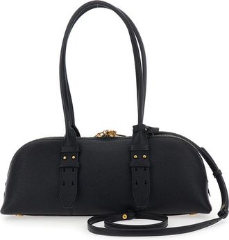 Pinko Womens Handbag Bowling Horizontal Black Leather Shoulder Bags