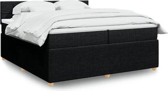 vidaXL Vidaxl - Cama Box Spring Con Colch&oacute;n Tela Negro 200x200 Cm