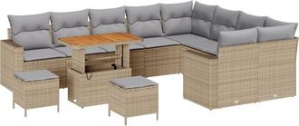 vidaXL Vidaxl - Garden Sofa Set Height-Adjustable 12 pcs Beige Poly Rattan
