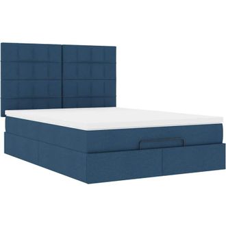 vidaXL Vidaxl - Estructura De Cama Otomana Colch&oacute;n Tela Azul Pardo 140x200cm