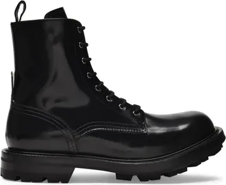 Alexander McQueen high-shine ankle boots - men - Leather/Leather/Rubber - 40 - Black