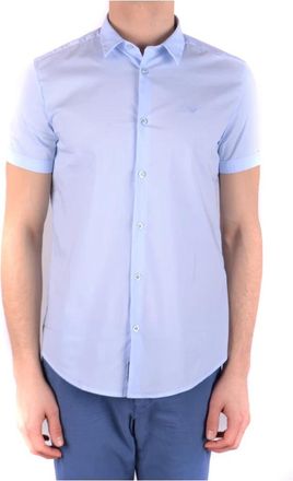 Armani Jeans Stijlvolle Overhemden voor Mannen en Vrouwen - Heren - Korte mouwen Overhemden - Blauw - S - Overhemden