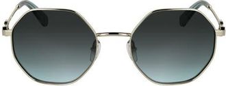 Longchamp Le Foulonné 52mm Gradient Round Sunglasses in Gold/Gradient Blue at Nordstrom