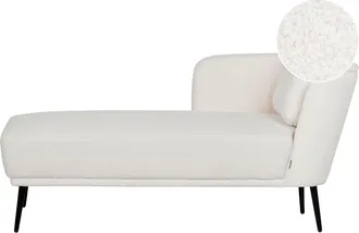 Beliani Chaise Longue Con Cuscino Bianco Sporco In Tessuto Boucl&eacute; Lato Destro Artheze