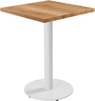 Oviala Mesa de comedor 60 cm pie blanco y revestimiento de madera clara