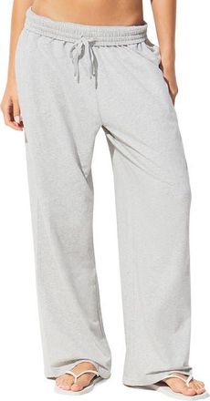 SKIMS Cotton Blend Jersey Wide Leg Pants in Light Heather Grey at Nordstrom, Size X-Small