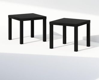 Furinno Classic Homey Square Nightstand, Bedside Tables, Set of 2, Black