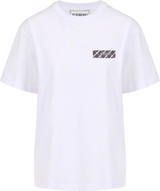 Iceberg Regular Fit Katoenen Jersey T-Shirt - Dames - T-shirts - Wit - XS - Katoen - Tops