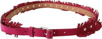 Ermanno Scervino Womens Leather Fringe Belt Burgundy