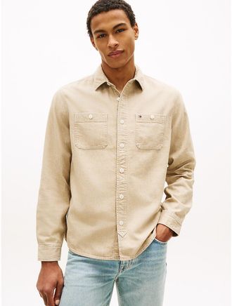 Tommy Hilfiger Mens Relaxed Fit Denim Shirt - Beige - XXL