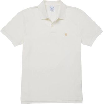 Brooks Brothers Slim-fit Piqu&eacute; Polo met Korte Mouwen - Heren - Polos - Wit - XL - Katoen - Tops