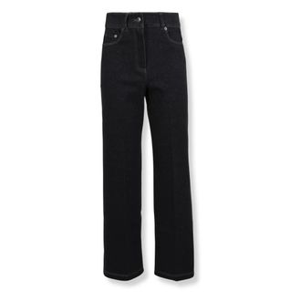 Max Mara Straight Jeans, female, Blue, Size: XL Denim-effect Jersey Trousers