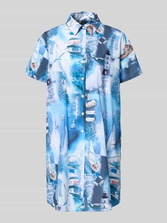 Marc Cain Relaxed Fit Hemdblusenkleid mit Allover-Foto-Print in Hellblau, Gr&ouml;&szlig;e 34