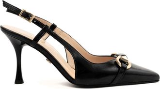 Sergio Moretti Klassieke Zwarte Hoge Hakken Pumps - Dames - Pumps - Zwart - 39 EU - Leer - Schoenen