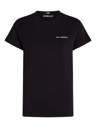 Karl Lagerfeld logo-embroidered organic-cotton T-shirt - Black