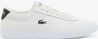 Lacoste Mens Baseshot Evo Trainers in White Black - Black & Silver Leather - Size UK 6