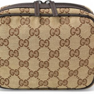 Gucci Beige Brown Gg Canvas Pouch (Pre-Owned)