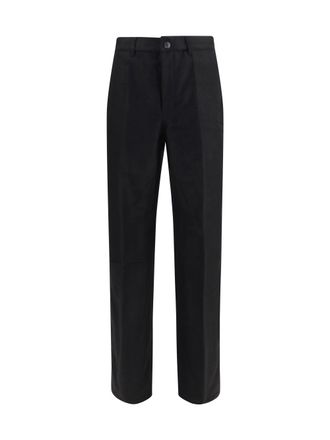 Rick Owens Mens Work Pants Ramie And Cotton Black Trousers