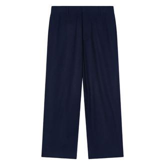 Giorgio Armani Broeken, Heren, Blauw, M, Wol, ASV Fluid Wool Flat-Front Broeken