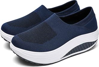 Generic Chunky Trainers for Women Mesh Ladies Casual Shoes Lightweight Comfortable and Breathable Slip On Fashion Trainers (Blue,5)