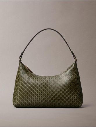 Calvin Klein Womens Emblem Logo Small Shoulder Bag - Green