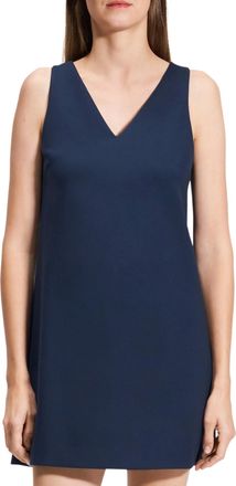 Theory V-Neck Shift Mini Dress In Navy