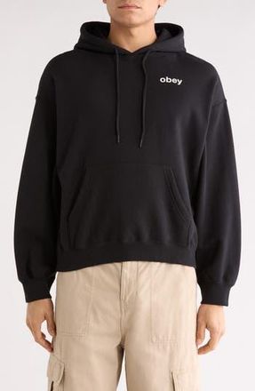 Obey Time Baggy Cotton Blend Hoodie in Digital Black at Nordstrom Rack, Size X-Small