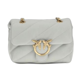 Pinko Love Gecquiltte Leren Schoudertas - Dames - Schoudertassen - Grijs - ONE Size - Leer - Tassen