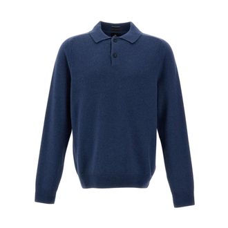 Paul Smith Polo in Lana Merino a Maniche Lunghe - - Tops - Uomo - Blu - S