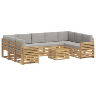 vidaXL Conjunto De Sof&aacute;s De Exterior 10 Uds. Blanco Y Gris Claro Vidaxl