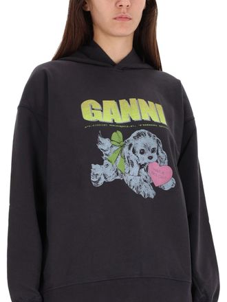Ganni Organic Cotton Graphic Sweatshirt - Gray
