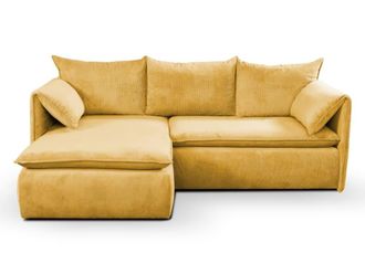 VENTE-UNIQUE.COM Sof&aacute; rinconera terciopelo 4 plazas mostaza 230x166cm